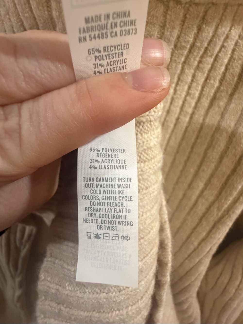 Off-Shoulder Ribbed Knit Sweater - Cream - Picture 5 of 6